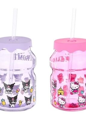 New Sanrio Hello Kitty Or Kuromi Character Tumbler With Lid And Straw 450 Ml